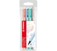 Nylon Tip Writing Pen - STABILO pointMax - Pack of 4 - Pastel Colours - apricot, ice blue, ice green, light cold grey