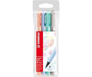 Nylon Tip Writing Pen - STABILO pointMax - Pack of 4 - Pastel Colours - apricot, ice blue, ice green, light cold grey