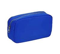Nylon Toiletry Bag Solid Color Female Makeup Bag Travel Beauty Organizer Birthday Party Gift(Blue,L)