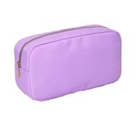 Nylon Toiletry Bag Solid Color Female Makeup Bag Travel Beauty Organizer Birthday Party Gift(Purple,M)