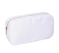 Nylon Toiletry Bag Solid Color Female Makeup Bag Travel Beauty Organizer Birthday Party Gift(White,S)