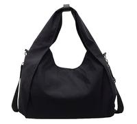 Nylon Tote Bag for Women Crescent Shoulder Crossbody Handbag Slouchy Hobo Purse for Travel Large Casual Underarm Bag, Black, M