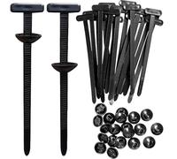 Nylon Universal Cable Tie Buckle - 20pcs Heavy Duty Self-Locking UV-Resistant Zip Ties Holder with Push Mount Clips, Car Bumper Retainer Plastic Rivet Fasteners for Automotive Repair & Daily cable Use