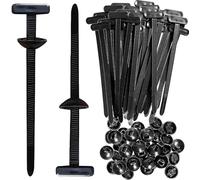 Nylon Universal Cable Tie Buckle - 50PCS Heavy Duty Self-Locking UV-Resistant Zip Ties with Push Mount Clips, Automotive Plastic Cable Rivet Fasteners for Car Engine Guard Fender Trunk Daily Repair
