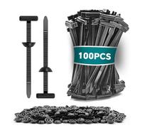 Nylon Universal Cable Tie Buckle, Zipper Clips for Cars, T Style Zip Ties Button Fixion Tools, Automotive Plastic Rivet Push Pin, Auto Body Parts Trim, Bumper Retainer Fender Liner (Black 100PCS)