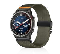 Nylon Watch Band for Garmin Quatix 8/Tactix 8 47mm/Forerunner 970/Descent G2/Fenix 8/Fenix E 47mm/Fenix 7/7 Pro, Stretch Watch Straps with Parachute-Style Buckle, for Garmin QuickFit 22 mm, Green