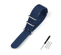 Nylon Watch Band Ribbed Strap 16mm 18mm 19mm 20mm 22mm 24mm Fabric Replacement Watchband Accessories(Blue,24mm)