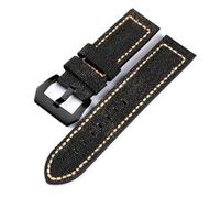 Nylon Watch Strap 20mm 22mm 24mm 26mm Vintage Leather Bracelet Canvas Watch Strap Universal(Black Black buckle,22mm)