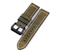 Nylon Watch Strap 20mm 22mm 24mm 26mm Vintage Leather Bracelet Canvas Watch Strap Universal(Green Black buckle,26mm)