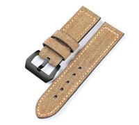 Nylon Watch Strap 20mm 22mm 24mm 26mm Vintage Leather Bracelet Canvas Watch Strap Universal(Khaki Black buckle,22mm)