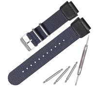 Nylon watch strap Compatible with Casio AE1200WH AE-1000 SGW-300H SGW-400 AQ-S810W 18mm Men's Replacement Leather Watch band stainless steel ring (Blue)