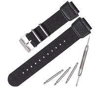 Nylon watch strap Compatible with Casio AE1200WH AE-1000 SGW-300H SGW-400 AQ-S810W 18mm Men's Replacement Leather Watch band stainless steel ring (Black)