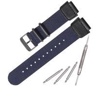 Nylon watch strap Compatible with Casio AE1200WH AE-1000 SGW-300H SGW-400 AQ-S810W 18mm Men's Replacement Leather Watch band stainless steel ring (Blue Buckle)