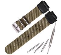 Nylon watch strap Compatible with Casio AE1200WH AE-1000 SGW-300H SGW-400 AQ-S810W 18mm Men's Replacement Leather Watch band stainless steel ring (Armygreen)