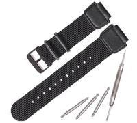 Nylon watch strap Compatible with Casio AE1200WH AE-1000 SGW-300H SGW-400 AQ-S810W 18mm Men's Replacement Leather Watch band stainless steel ring (Black Buckle)