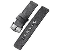 Nylon watch strap Durable Retro Canvas Strap 20 22 24MM Black Green Double-layer Thick Men's(Brack Black Buckle,24mm)
