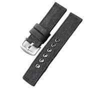 Nylon watch strap Durable Retro Canvas Strap 20 22 24MM Black Green Double-layer Thick Men's(Brack silver buckle,24mm)