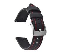 Nylon watch strap Sailcloth Leather Watch Strap 18mm 20mm 22mm Qucik Release Wristband Sports Bracelet For Men Women(Black Red-Silver,22mm)