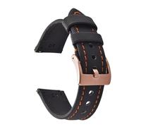 Nylon watch strap Sailcloth Leather Watch Strap 18mm 20mm 22mm Qucik Release Wristband Sports Bracelet For Men Women(BlackOrange-RoseGold,18mm)