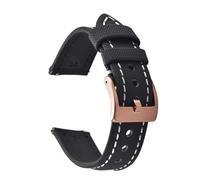 Nylon watch strap Sailcloth Leather Watch Strap 18mm 20mm 22mm Qucik Release Wristband Sports Bracelet For Men Women(Black White-RoseGold,20mm)