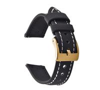 Nylon watch strap Sailcloth Leather Watch Strap 18mm 20mm 22mm Qucik Release Wristband Sports Bracelet For Men Women(Black White-Gold,20mm)