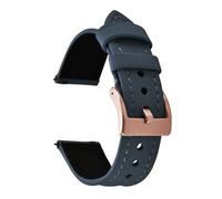 Nylon watch strap Sailcloth Leather Watch Strap 18mm 20mm 22mm Qucik Release Wristband Sports Bracelet For Men Women(Blue-Rose Gold,20mm)