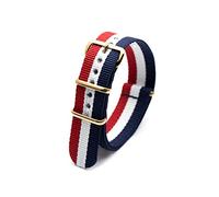 Nylon Watch Wristband with Gold Buckle Nylon Stripe Strap Watch Accessories 18mm 20mm 22mm 24mm, 20mm