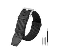 Nylon watchband Compatible With HAMILTON Khaki field H69439931 H69439411 Seiko T-imex wristband brand leisure watch straps 20mm 22mm(Black silver clasp,20mm)