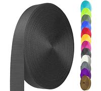 Nylon Webbing 1 Inch 1.5 Inch, Heavy Duty Nylon Webbing Strap 12 Yard, Durable Nylon Strapping for Indoor or Outdoor Gear, DIY Crafting, Repairing, (Black, 12 Yard)