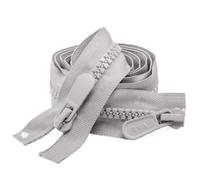 Nylon Zip, 8 Resin Two-Way Open End Double Head Zipper 120cm Multicolor for Outdoor Gear DIY(LightGrey-Round)