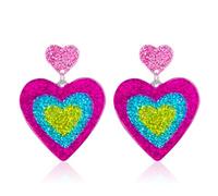 Nylry 80s 90s Neon Accessories for Women Acrylic Heart Earrings for Glow Party Halloween 1980s Costume Accessories Retro Neon Jewelry 80s Outfits for Women, Acrylic, No Gemstone