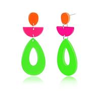 Nylry 80s Earrings for Women Retro Neon Earrings for Glow Party Halloween Acrylic Heart Earring Dangling 1980s Outfits Clothes for Women 90s 80s Neon Jewelry Accessories, Acrylic, No Gemstone