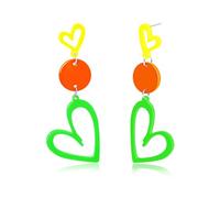 Nylry 80s Earrings for Women Retro Neon Earrings for Glow Party Halloween Acrylic Heart Earring Dangling 1980s Outfits Clothes for Women 90s 80s Neon Jewelry Accessories, Acrylic, No Gemstone