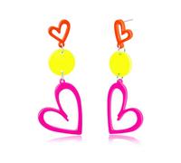 Nylry 80s Earrings for Women Retro Neon Earrings for Glow Party Halloween Acrylic Heart Earring Dangling 1980s Outfits Clothes for Women 90s 80s Neon Jewelry Accessories, Acrylic, No Gemstone