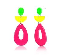 Nylry 80s Earrings for Women Retro Neon Earrings for Glow Party Halloween Acrylic Heart Earring Dangling 1980s Outfits Clothes for Women 90s 80s Neon Jewelry Accessories, Acrylic, No Gemstone