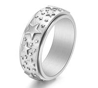 nylry Titanium Stainless Fidget Ring 8mm Moon Star Sun Spinner Rings Silver Gold Black Stress Relieving Anxiety Ring Wide Carved Worry Band for Women Men Teens Size 5-12 Vintage 10, Gold,Silver