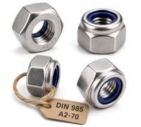 Nylstop Nut M24 Stainless Steel Captive Diameter 24 mm Brake Nuts 24 mm Self-Locking Hexagonal Self-Locking DIN 985 Stainless Steel A2-70 (V2A/304) with Nylon Ring Pack of 5 ProRaje