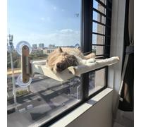 Nylvian Cat Window Perch Hammock Bed - Foldable Hardwood Frame, No-Drill with Strong Suction Cups, Plush Faux Rabbit Fur for Large Cats up to 50lbs
