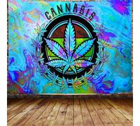 NYMB Cannabis Leaf Tapestry Wall Hanging, Trippy Cannabis Weed Leaf Tapestry Wall Decor, Psychedelic Blanket Colorful Cool Background for Meditation Bedroom Living Room Dorm TV Backdrop