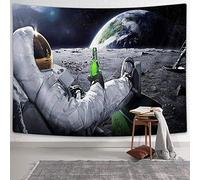 NYMB Funny Astronaut Cool Tapestry for Men, Hippie Tapestry Spaceman with Beer Sitting on Universe Outer Space Planet Tapestries Guy Room Decor, Guys Tapestry Wall Hanging for Bedroom