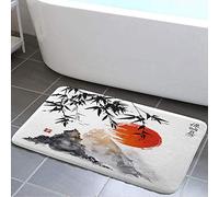 NYMB Japanese Bamboo Trees Sun and Mountains Bath Rugs Non-Slip Floor Entryways Outdoor Indoor Front Door Mat, Asian Fuji Mountain Bath Mat Bathroom Rugs, (17X29in)