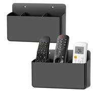 Nymblis 2 Packs Remote Control Holder Wall Mount, Self Adhesive TV Remote Holder for Sofa, 3 Slot Pen Storage Box for Home Office Bedroom (Black)