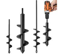 Nymblis 3 Pack Auger Drill Bit Set, Garden Post Hole Digger for Planting | Spiral Auger for 4.6 x 37cm, 8 x 30cm, 4 x 22cm; 3/8" Hex Drive Compatible, Ideal for Bulbs, Fence Posts and Soil Digging