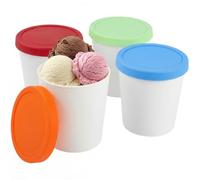 Nymblis 4 Pack Ice Cream Tubs, 1L Ice Cream Containers with Lid, Reusable Freezer Storage Tubs with Silicone Lids for Gelato, Sorbet, Frozen Yoghurt