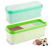 Nymblis Rectangular Ice Cream Tubs, 1.5L Ice Cream Container with Lid, Reusable Freezer Food Storage Containers for Homemade Gelato, Sorbet, Frozen Yoghurt(2 Pack, grass green & Mint Green)