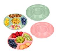 Nymblis Serving Platters, Snack Trays with 5 Compartments, 4 Pack Serving Platter for Party Food, Reusable Snack Platter for Fruit Candies Nuts Desserts