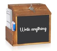 Nymblis Wood Suggestion Box, Suggestion Box Lockable for Collection, Donation Boxes Charity with Blackboard, 3 Pens and 50 Cards, for Ballot Comment Feedback