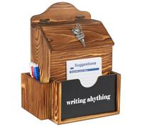 Nymblis Wooden Suggestion Box Lockable, Donation Box with Blackboard