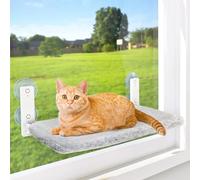 Nymock Foldable Cat Hammock, Nymock Cat Hammock, 20/24in Cats Window Bed for Indoor Cats, No-Drill Installation with Suction Cup (Plush gray,S:17in/30 * 45cm)