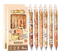 Nymora 12-Pack Cute Capybara Erasable Gel Pens, 0.5mm Fine Tip Blue Ink, Kawaii Stationery for School Office Note Taking